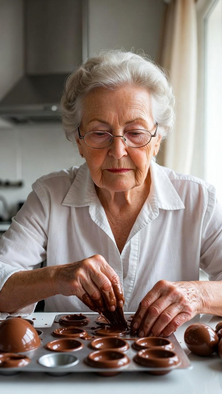Confeiteira artesanal fazendo ovos de Pascoa